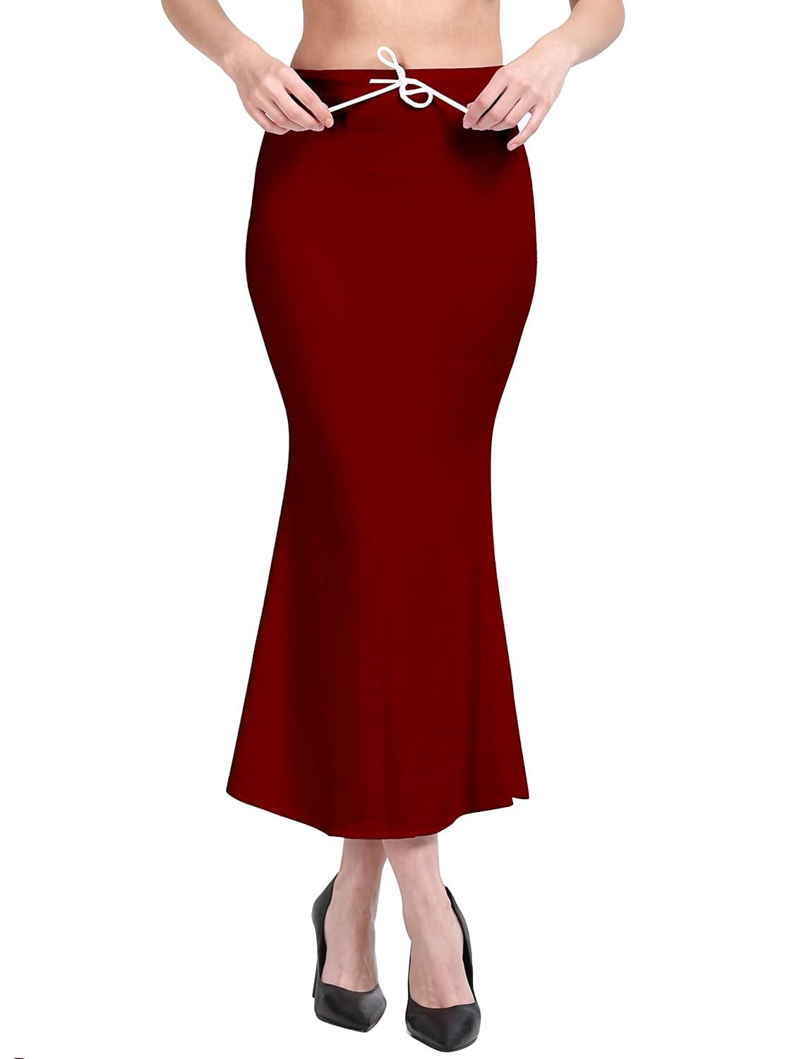 Women's Maroon Lycra Full Elastic Saree Shapewear Petticoat Free Size
