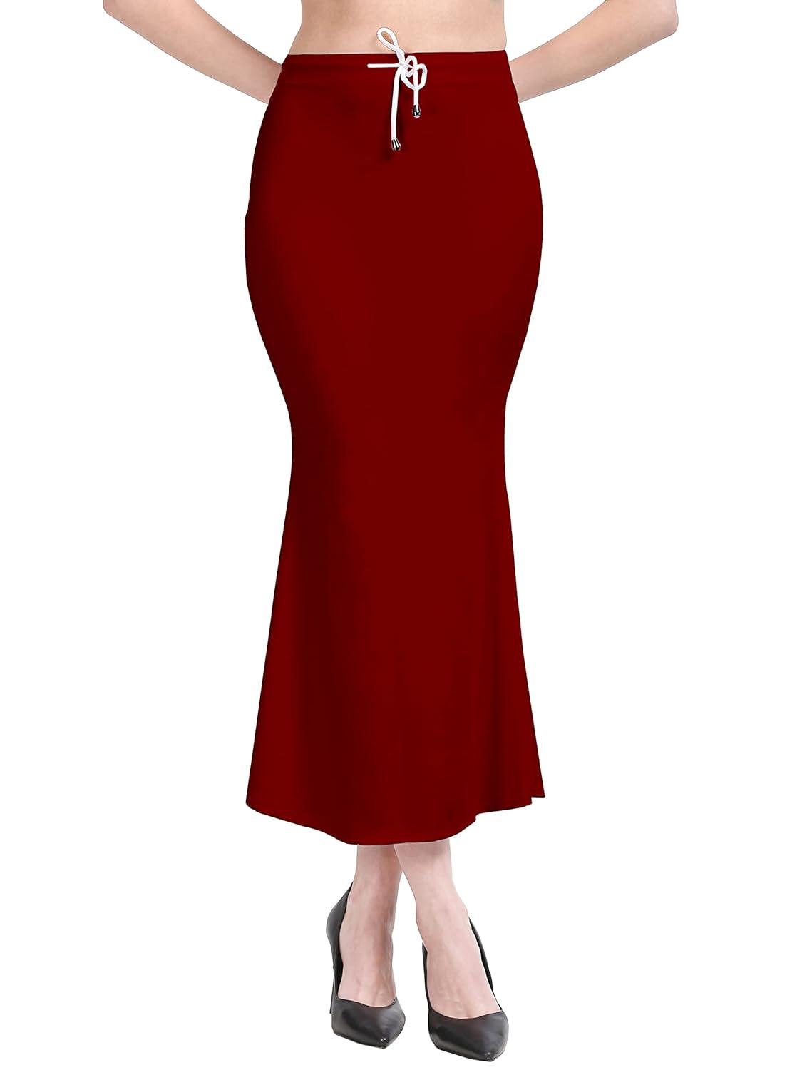 Women's Maroon Lycra Full Elastic Saree Shapewear Petticoat Free Size