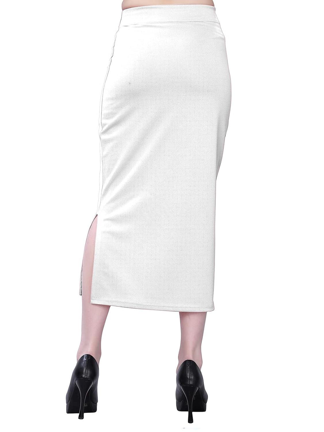 Women's White Lycra Full Elastic Saree Shapewear Petticoat Free Size