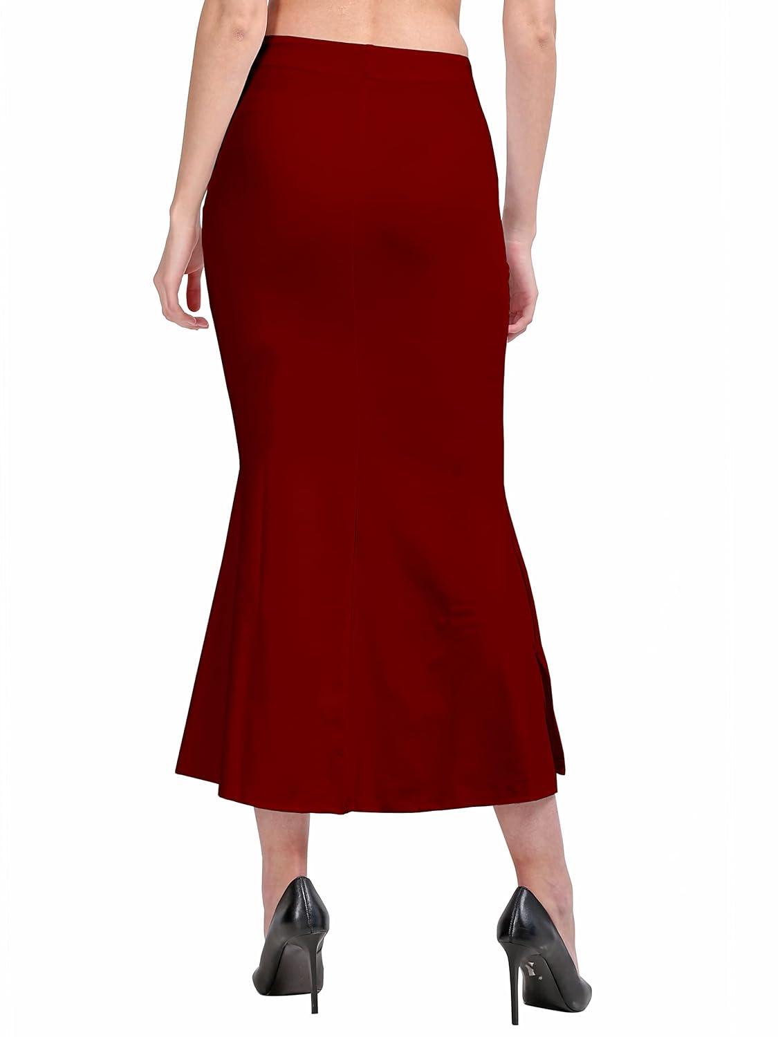 Women's Maroon Lycra Full Elastic Saree Shapewear Petticoat Free Size