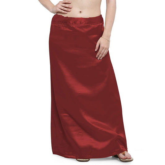 Trendzmy Woman's Satin Maroon Petticoat Default Title
