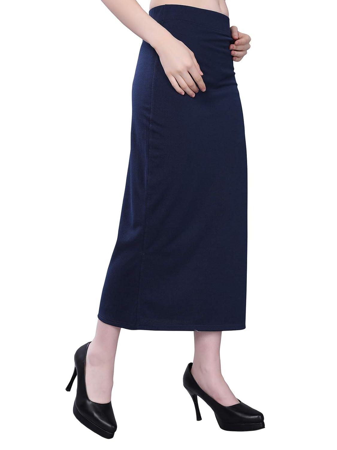 Women's Navy Blue Lycra Full Elastic Saree Shapewear Petticoat Free Size