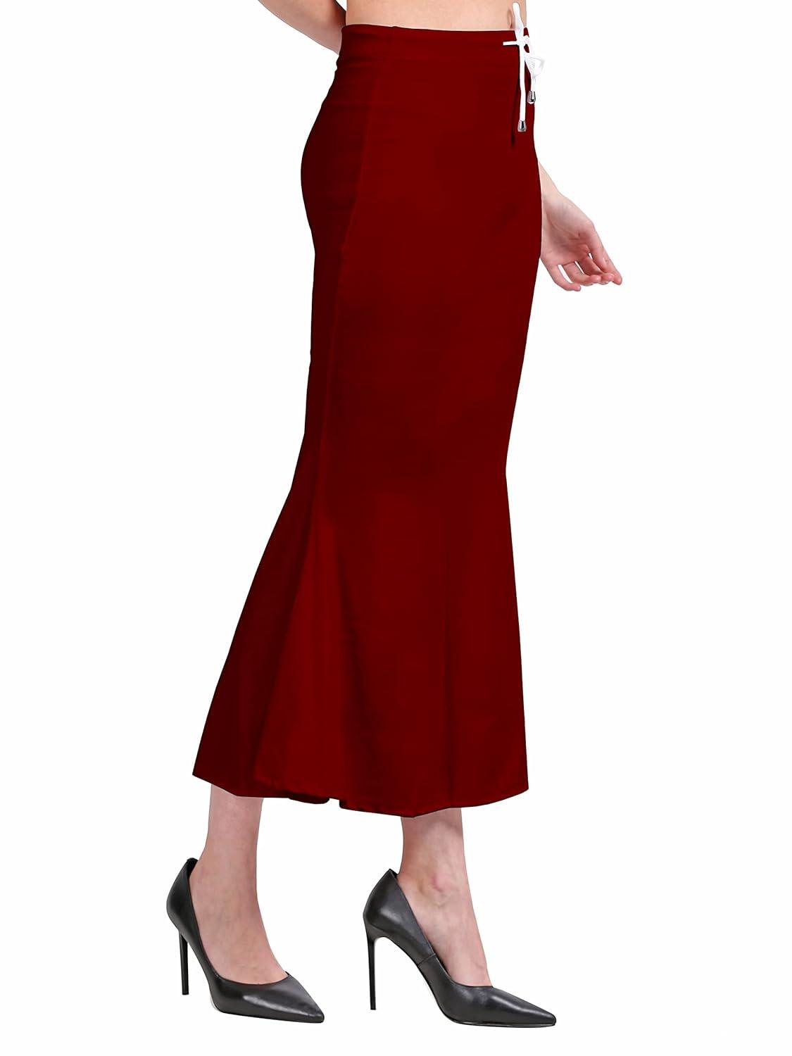 Women's Maroon Lycra Full Elastic Saree Shapewear Petticoat Free Size