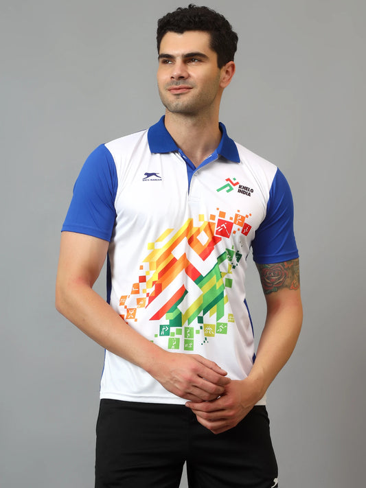 Shiv Naresh Men’s Sports Polo T-Shirt – Quick Dry Athletic Wear | Breathable Gym & Training Tee with Digital Graphic Print