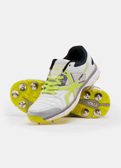 TYKA CRIC 120+ L Men’s Cricket Spikes Shoes – White & Lime Green