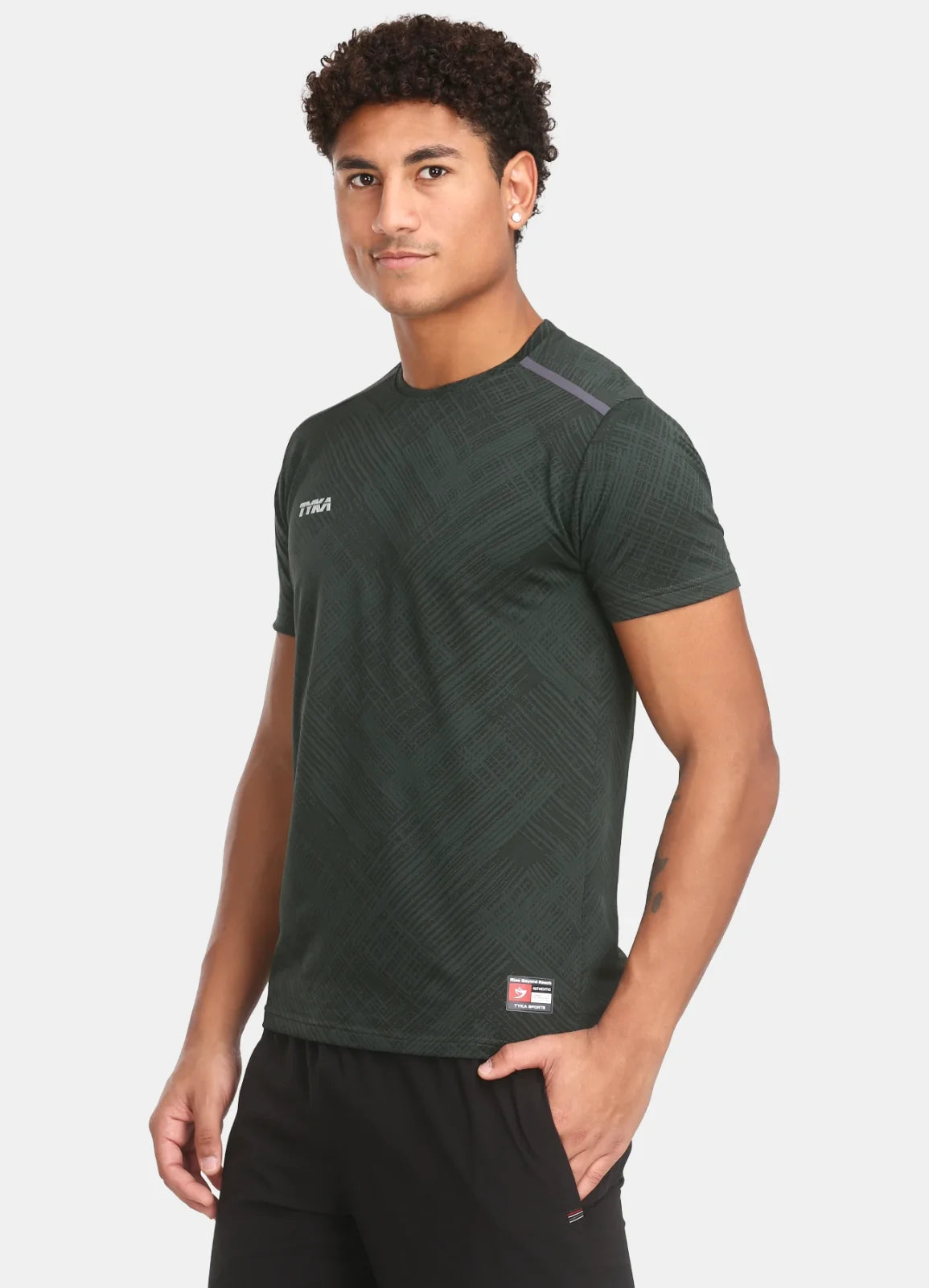 TYKA Men's Crush Jacquard Performance T-Shirt – Olive
