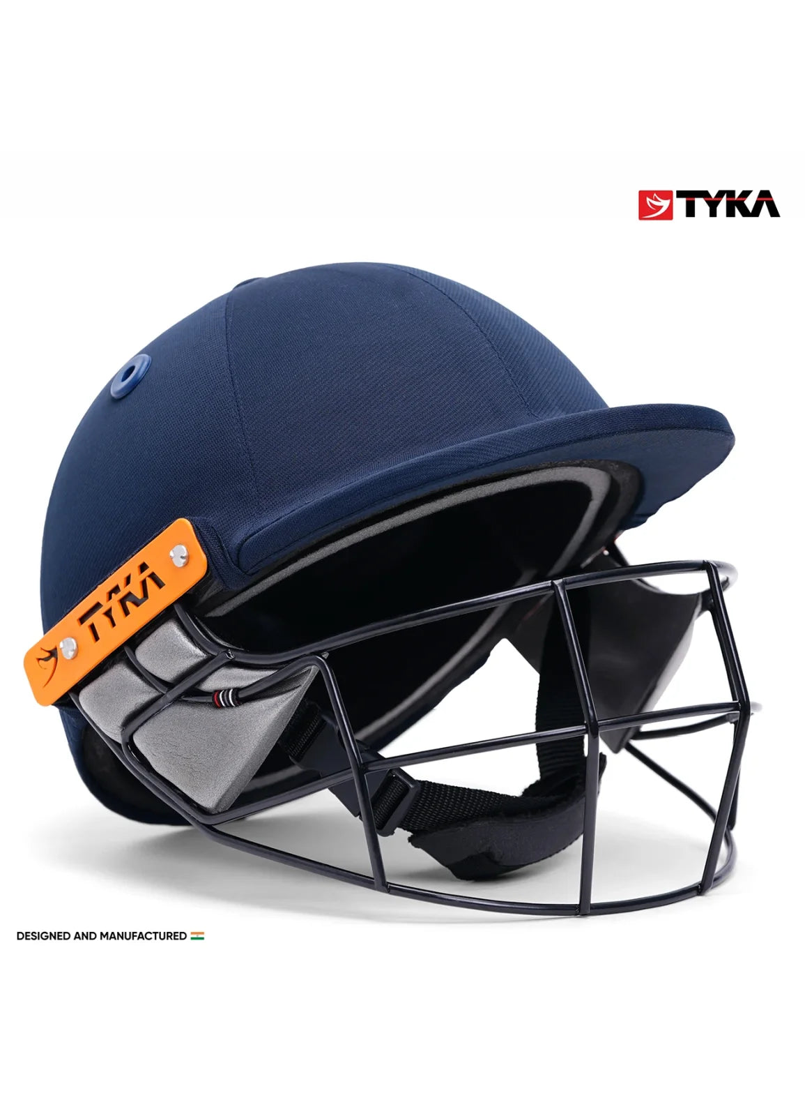 TYKA Professional Cricket Helmet with Heavy Duty Steel Grill – Navy Blue