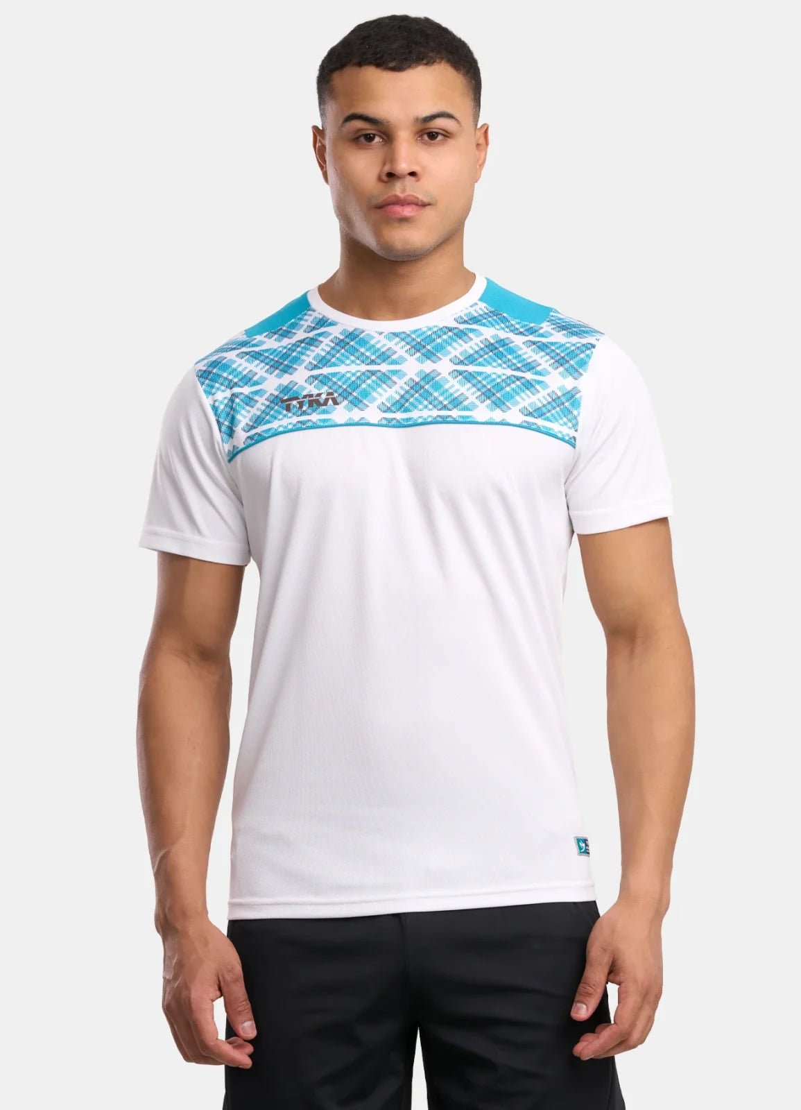 TYKA FORM Men's Performance Sports T-Shirt | Quick-Dry Sublimated Athletic Round Neck Tee White