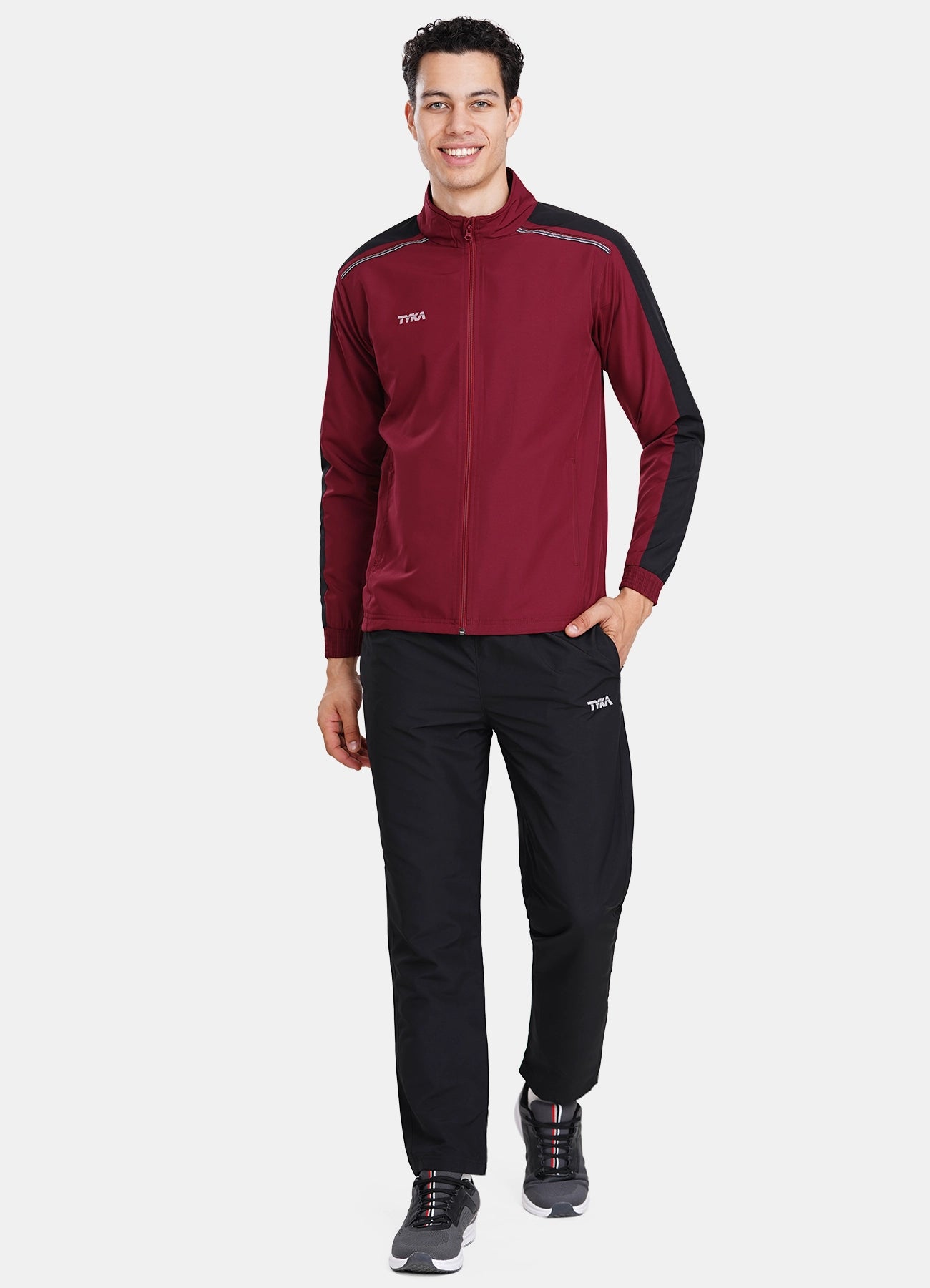 TYKA TZ 120 100% Polyester Woven TrackSuit Maroon