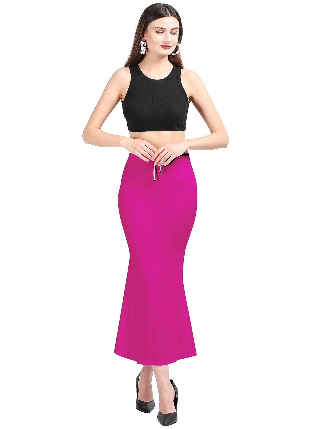 Women's Rani Pink Lycra Full Elastic Saree Shapewear Petticoat Free Size Default Title