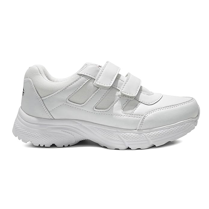ASIAN Men's & Boys' Casual White Velcro Sneakers | Lightweight Running, Walking & School Shoes with Easy Dual Straps
