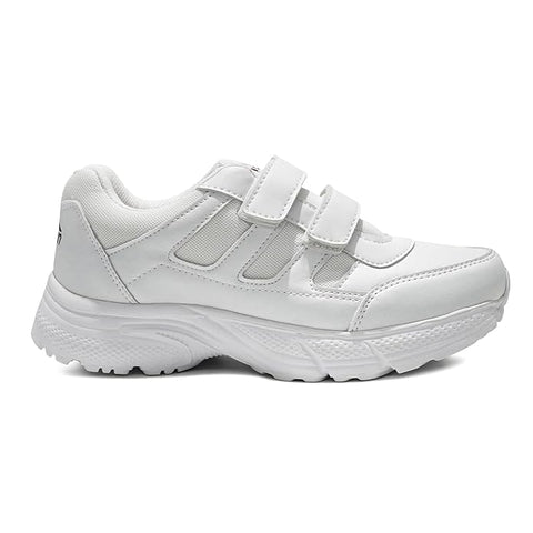 ASIAN Men's & Boys' Casual White Velcro Sneakers | Lightweight Running, Walking & School Shoes with Easy Dual Straps