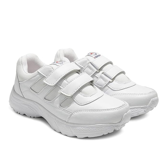 ASIAN Men's Monitor Velcro White Sneaker Shoes | Lightweight Sports Training & Gym Shoes with Synthetic Upper and Padded Insole