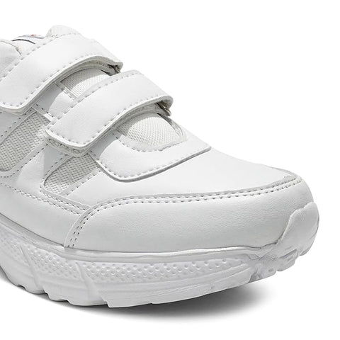 ASIAN Men's & Boys' Casual White Velcro Sneakers | Lightweight Running, Walking & School Shoes with Easy Dual Straps