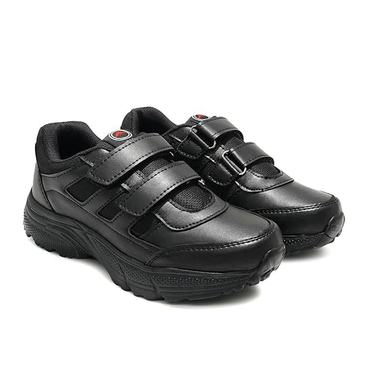 ASIAN Men's Monitor Velcro White Sneaker Shoes | Lightweight Sports Training & Gym Shoes with Synthetic Upper and Padded Insole Black