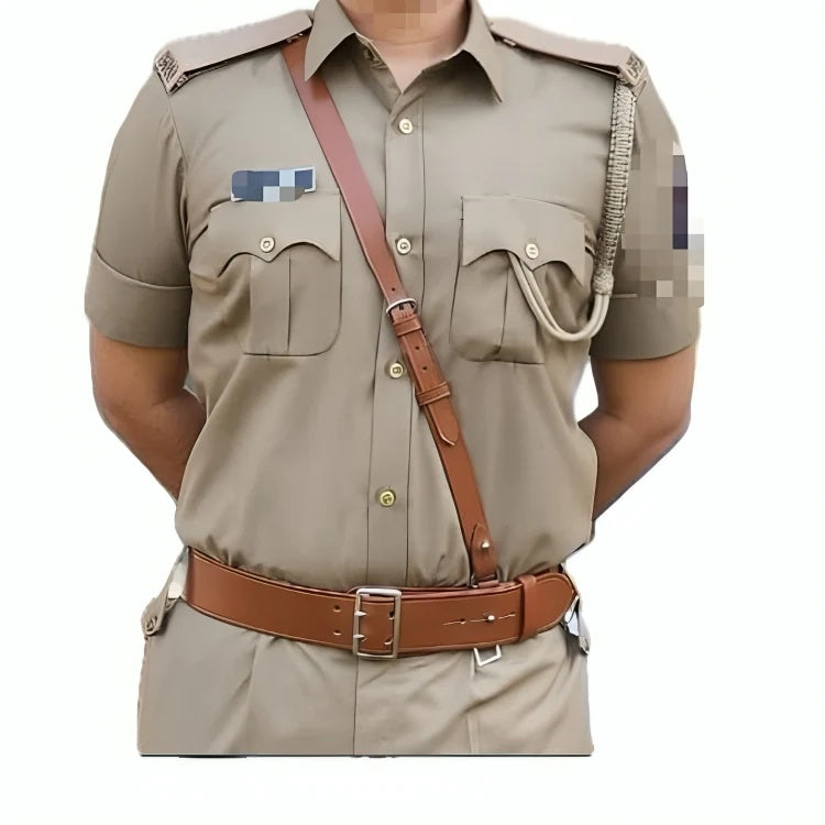 Regulation Police Cross-Strap,Dual-Point Support Belt_Brown