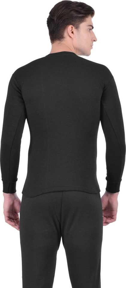 LUX COTT'S WOOL Black Full Sleeves Round Neck Men Top Pyjama Set