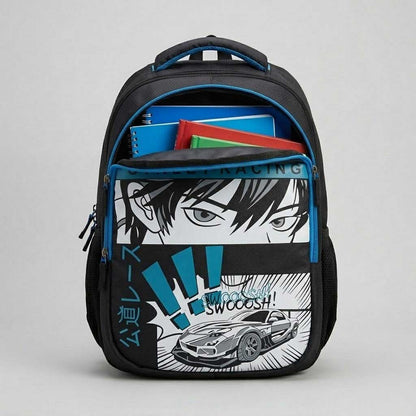 Street Racing Anime Manga Edition School Backpack - 18" Water Resistant Laptop Bag for Boys & Teens