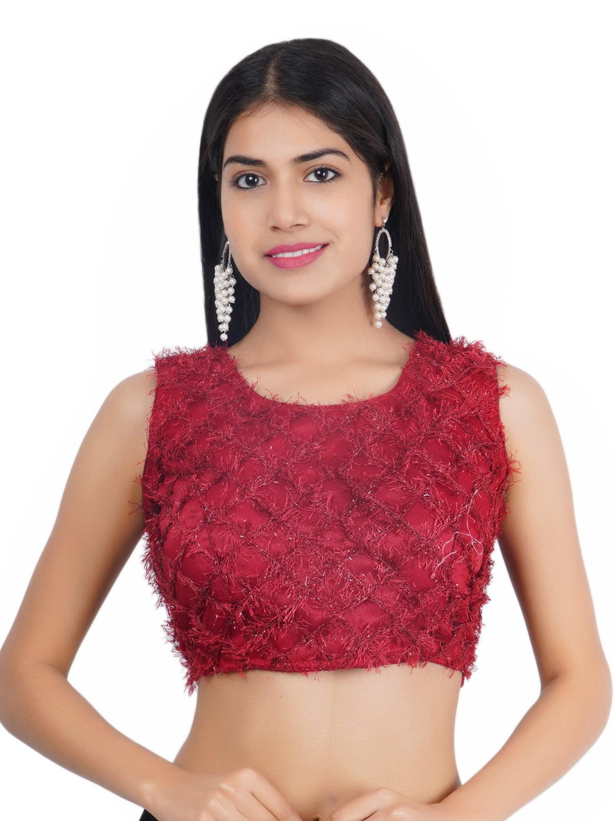 Round Neck Maroon 3D Bear Design Women Blouse Default Title