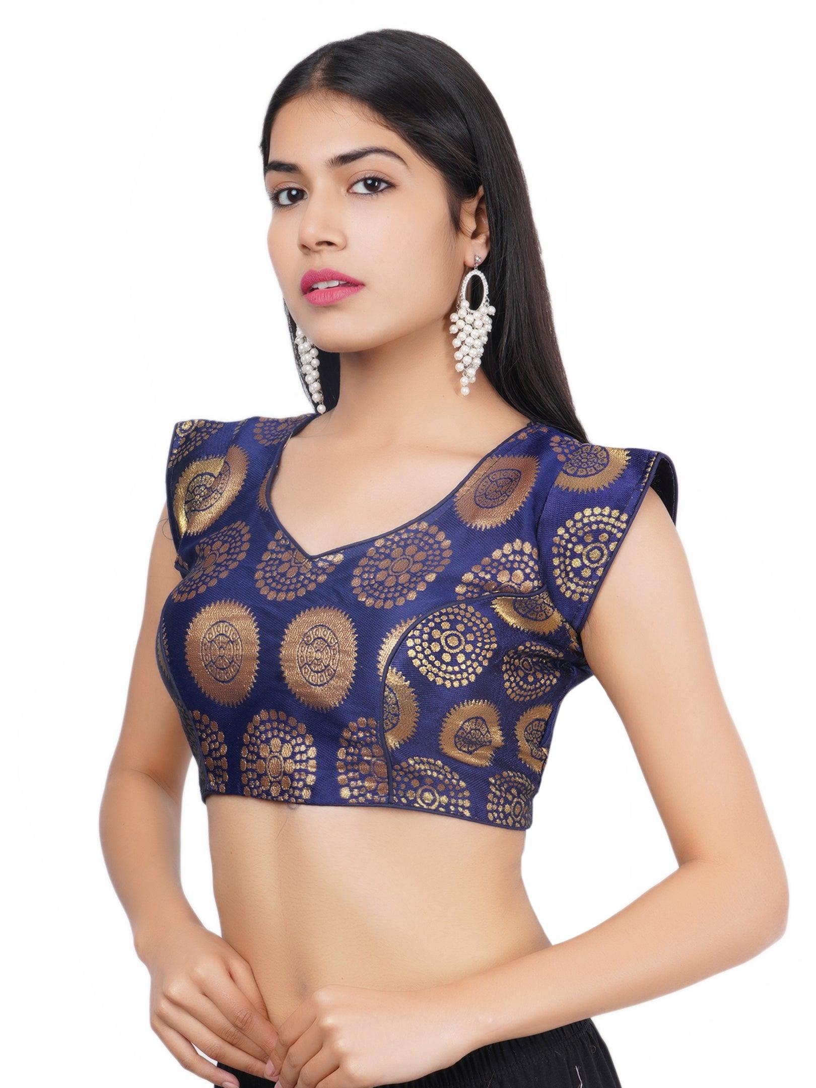 Sweetheart Neck Brocket Blue Women Blouse