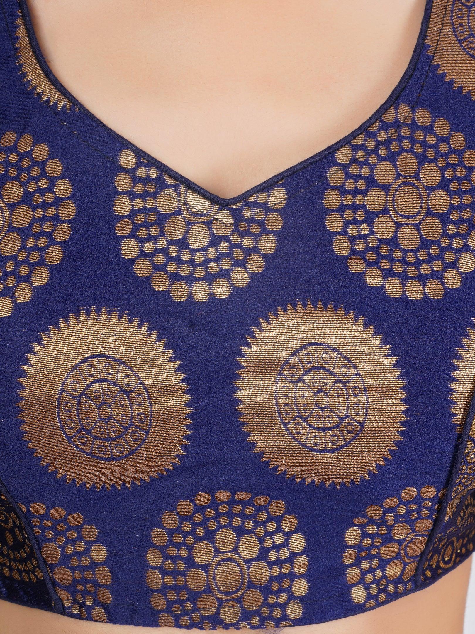 Sweetheart Neck Brocket Blue Women Blouse