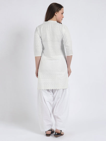 Women’s Cotton Chikankari Short Kurti Combo - Pack of 2 (White & Yellow)