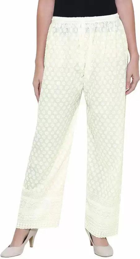 Woman's Cotton Chiken Plazzo Off White Default Title