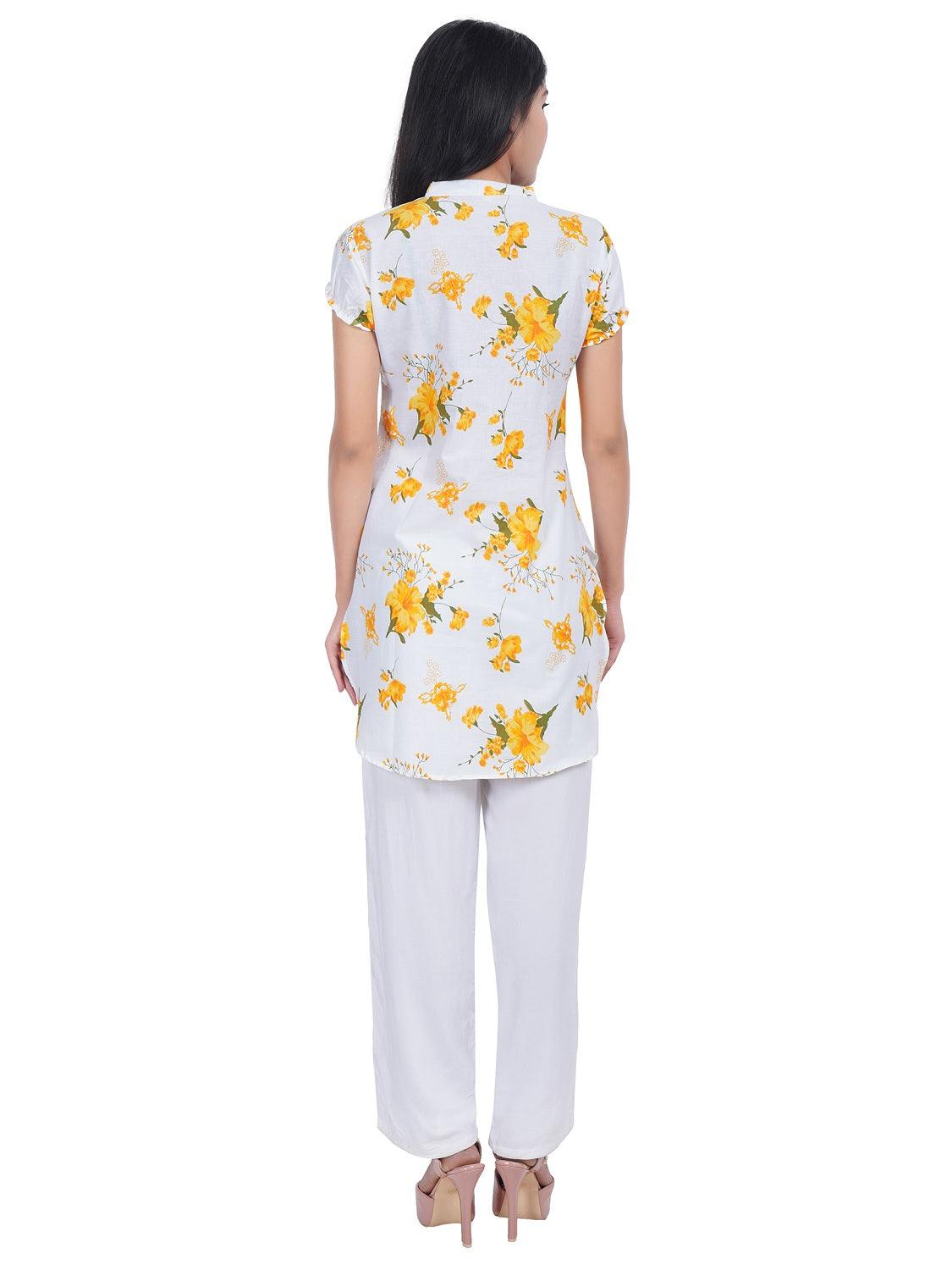 Women Yellow Red Printed Straight Kurta Pack Of 2