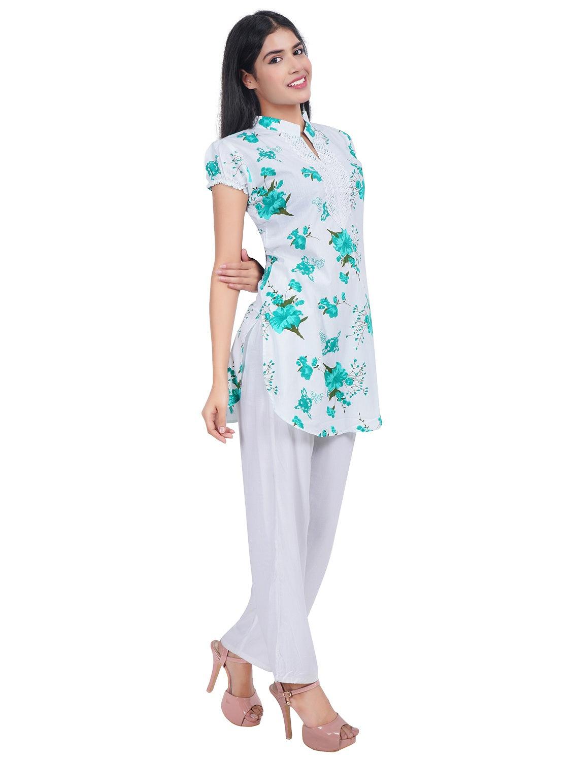 Women Purple Blue Printed Straight Kurta Pack Of 2