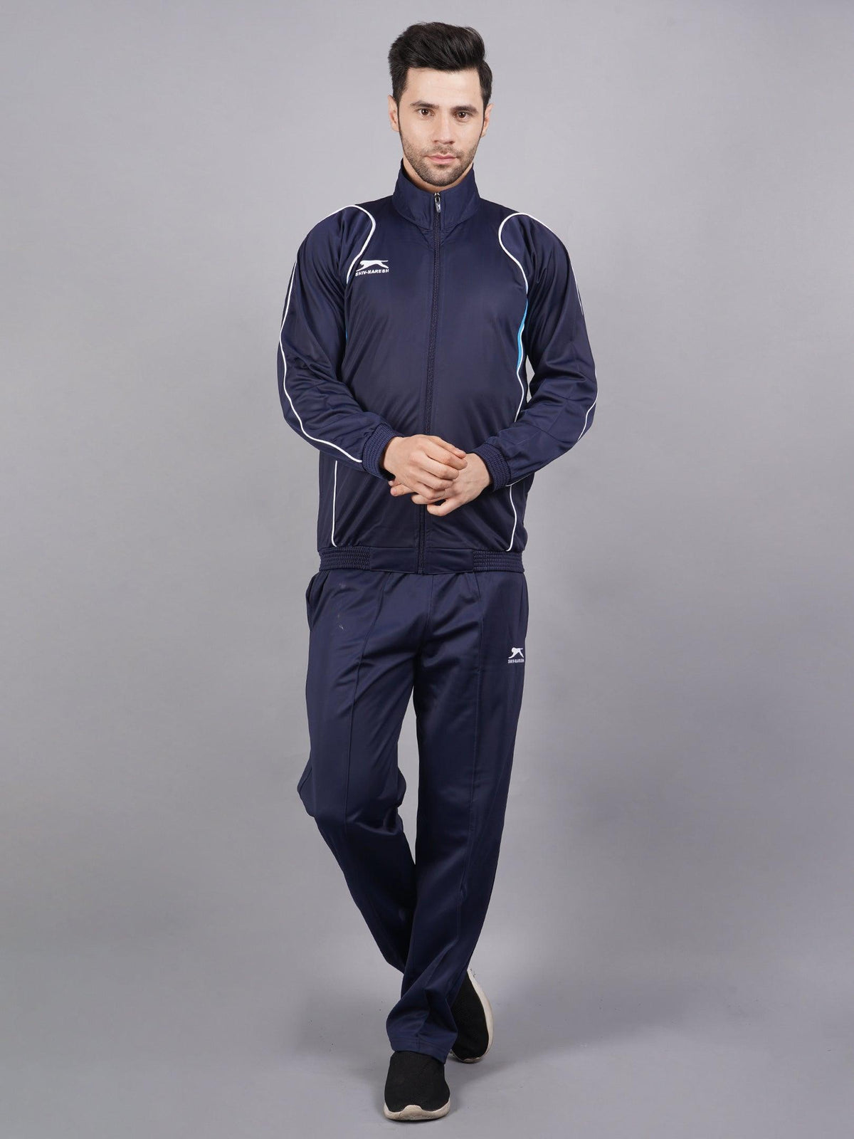 Shiv Naresh Men Navy and cyan blue |Racer| suit Tracksuit 418 XXL