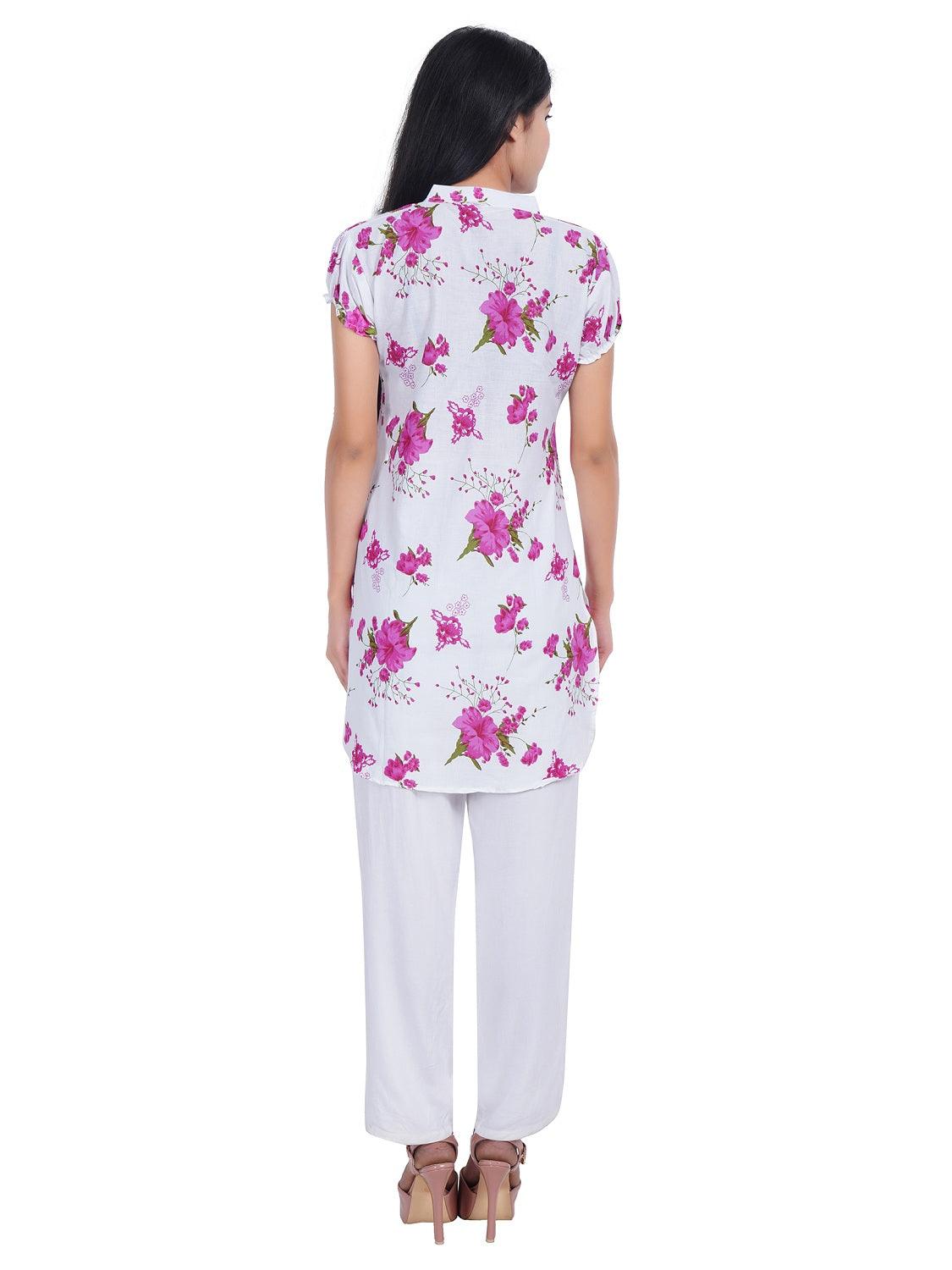 Women Pink Blue Printed Straight Kurta Pack Of 2