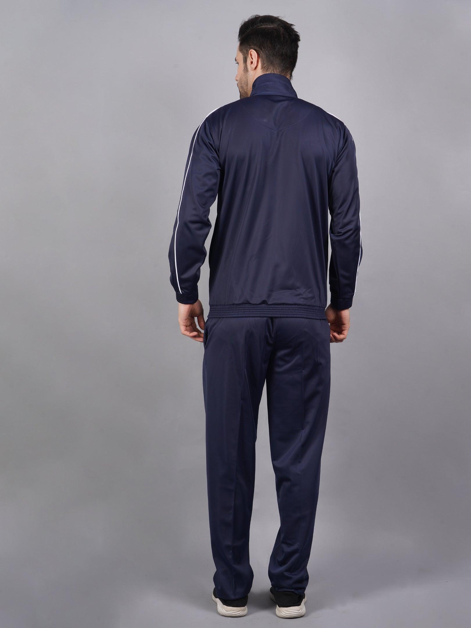 Shiv Naresh Men Navy and cyan blue |Racer| suit Tracksuit 418