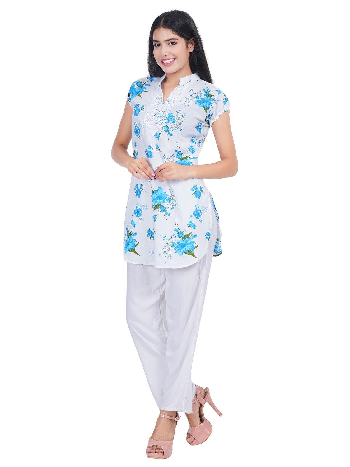 Women Pink Blue Printed Straight Kurta Pack Of 2