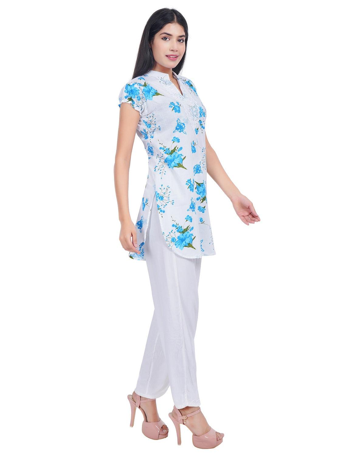 Women Grey Blue Printed Straight Kurta Pack Of 2