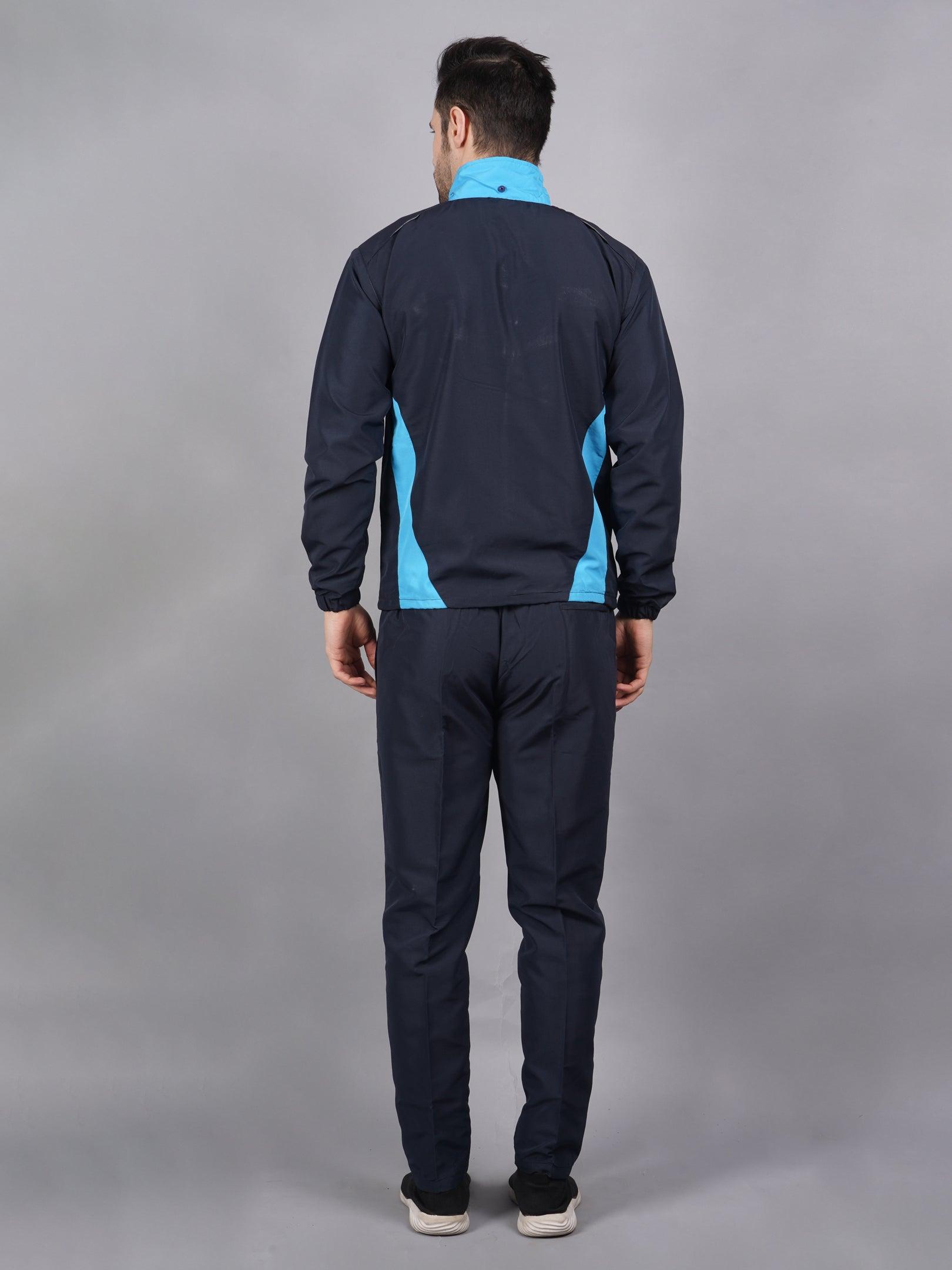 Shiv Naresh Men 422A NAVY/CYAN T.Z. Navy and cyan blue Ultra-boost tracksuit