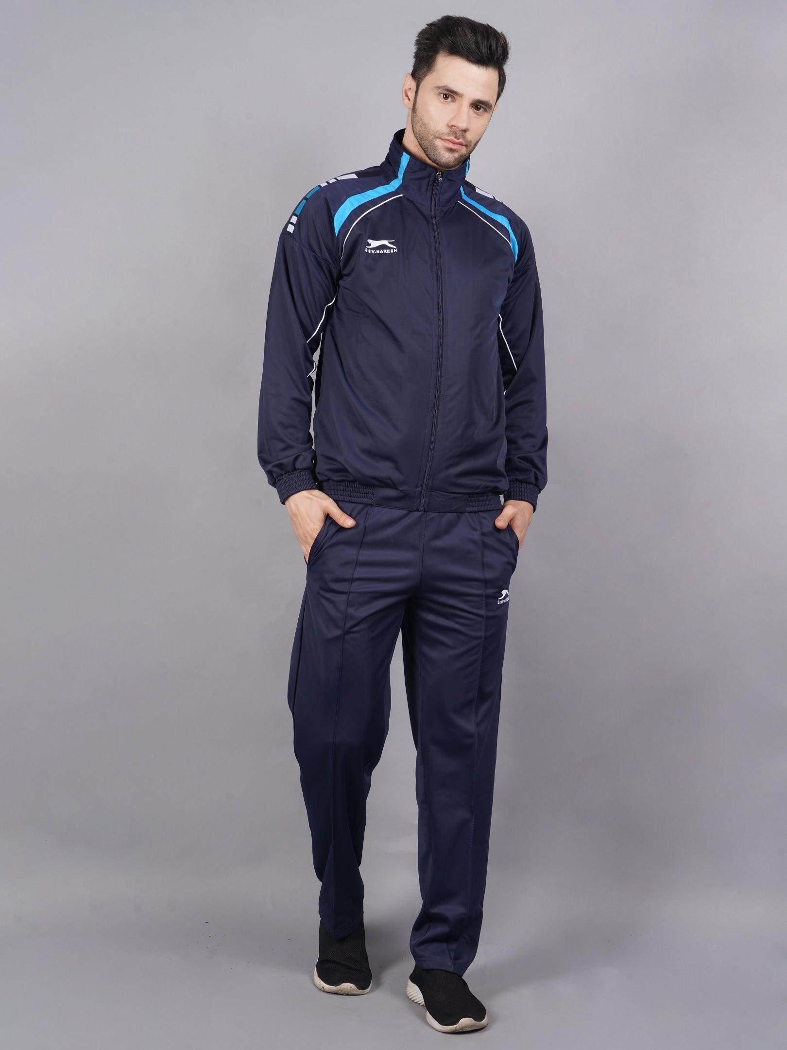 Shiv Naresh Men Navy and cyan blue Ultra-boost tracksuit 1500