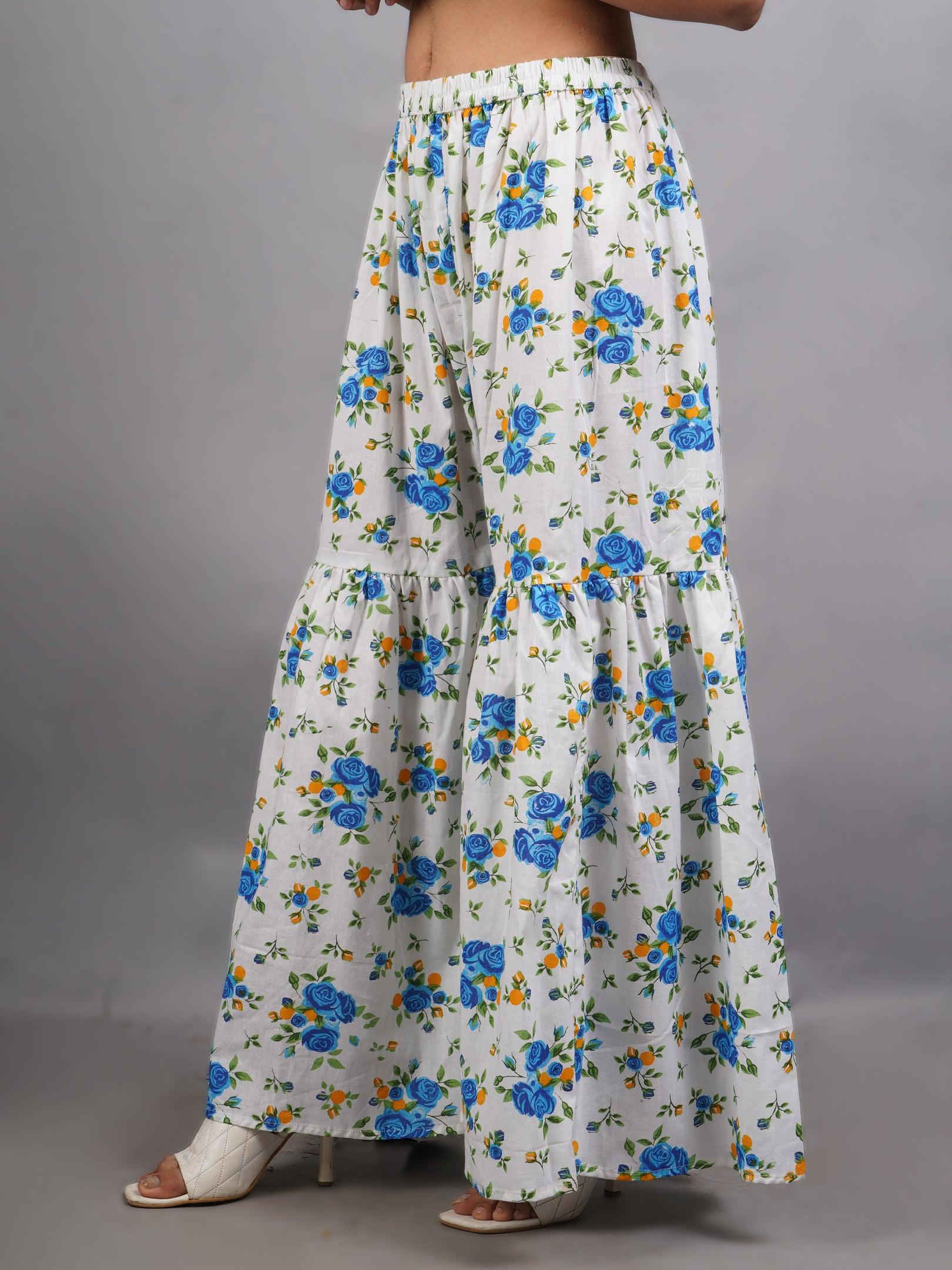 Women Sky Blue Sharara Pure Cotton