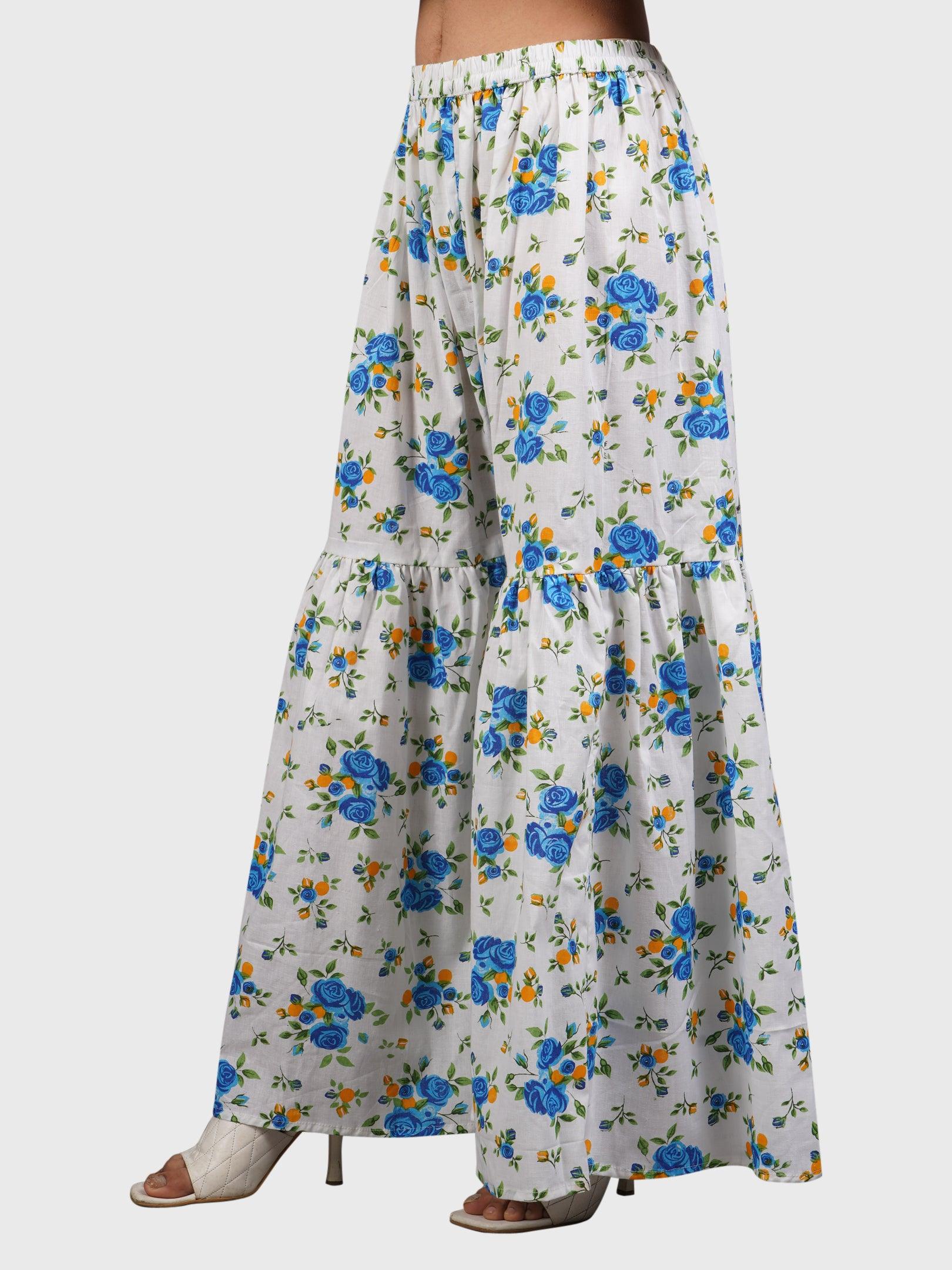 Women Regular Fit Blue Pure Cotton Sharara