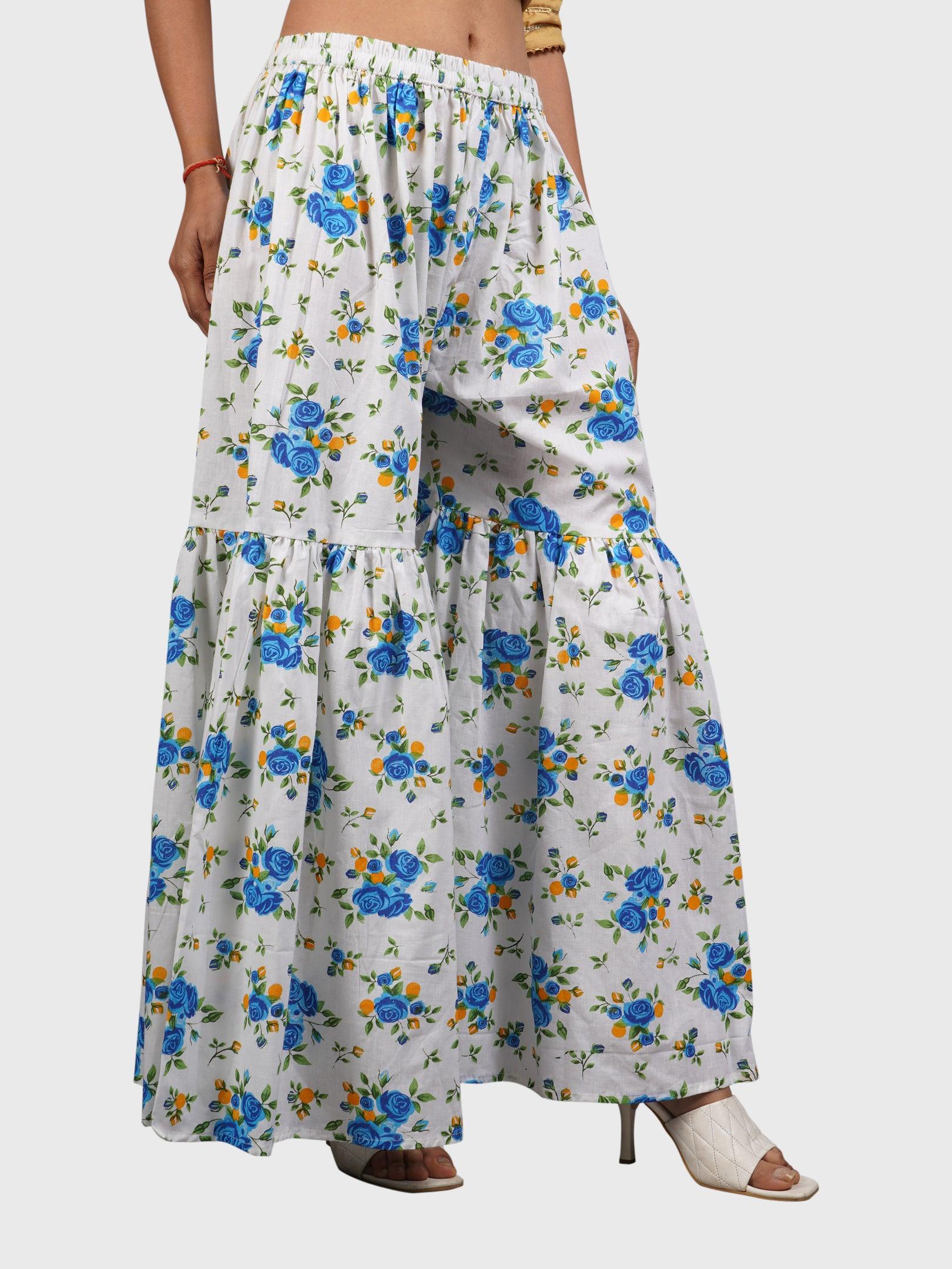 Women Regular Fit Blue Pure Cotton Sharara