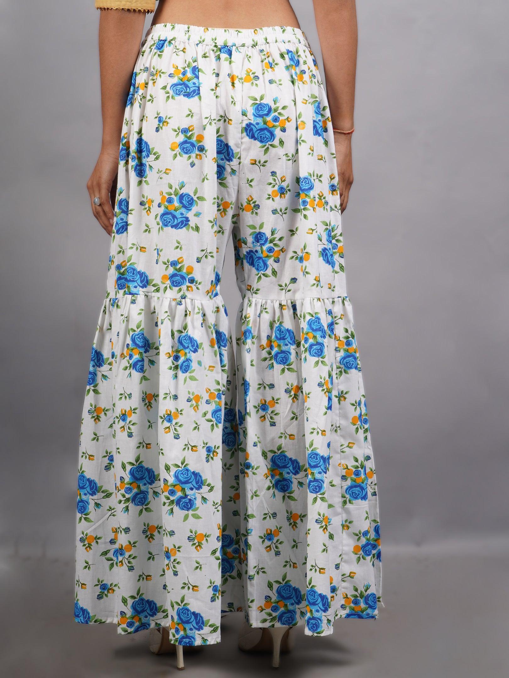 Women Sky Blue Sharara Pure Cotton