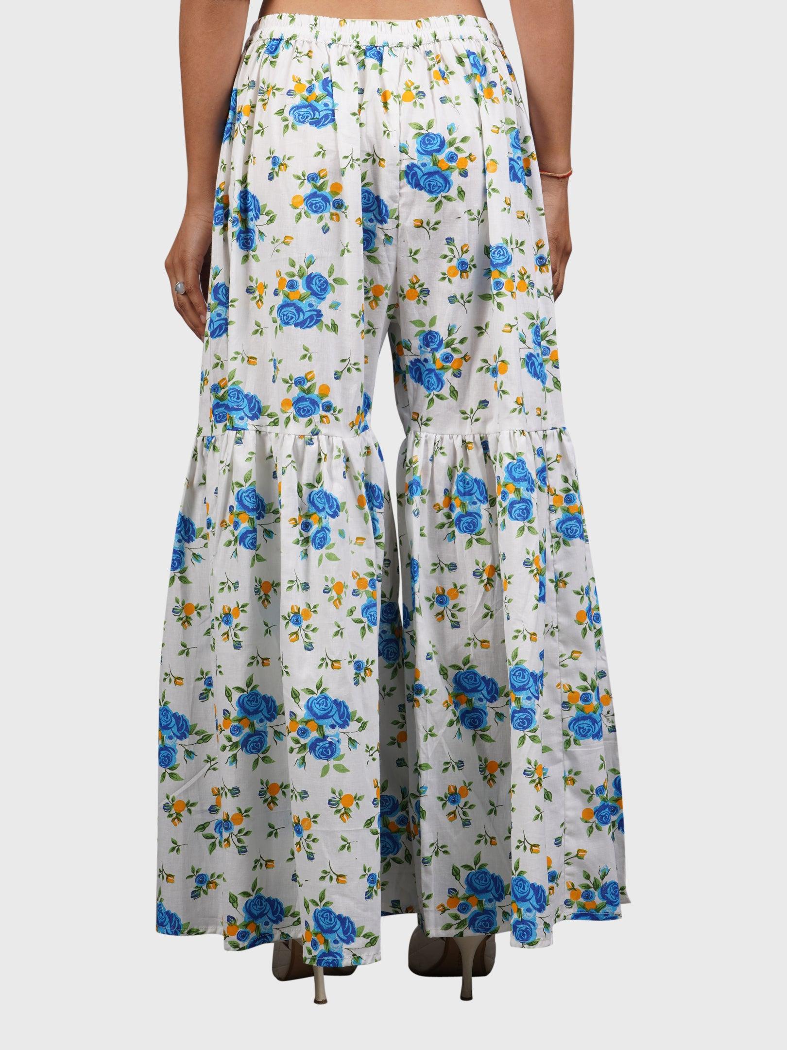 Women Regular Fit Blue Pure Cotton Sharara