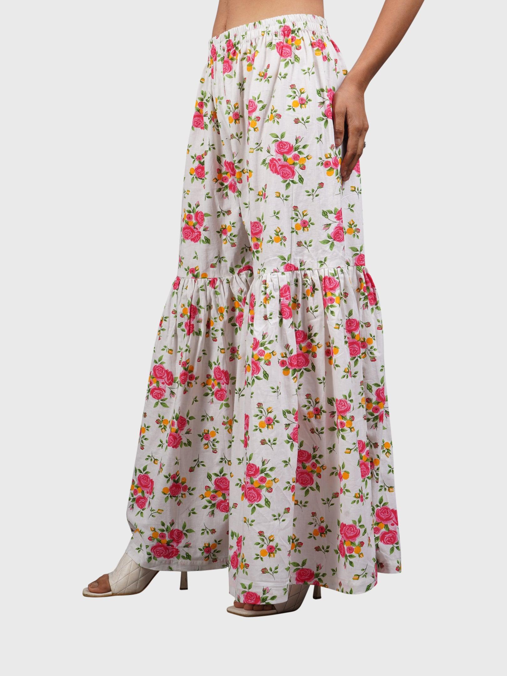 Women Regular Fit Red Pure Cotton Sharara