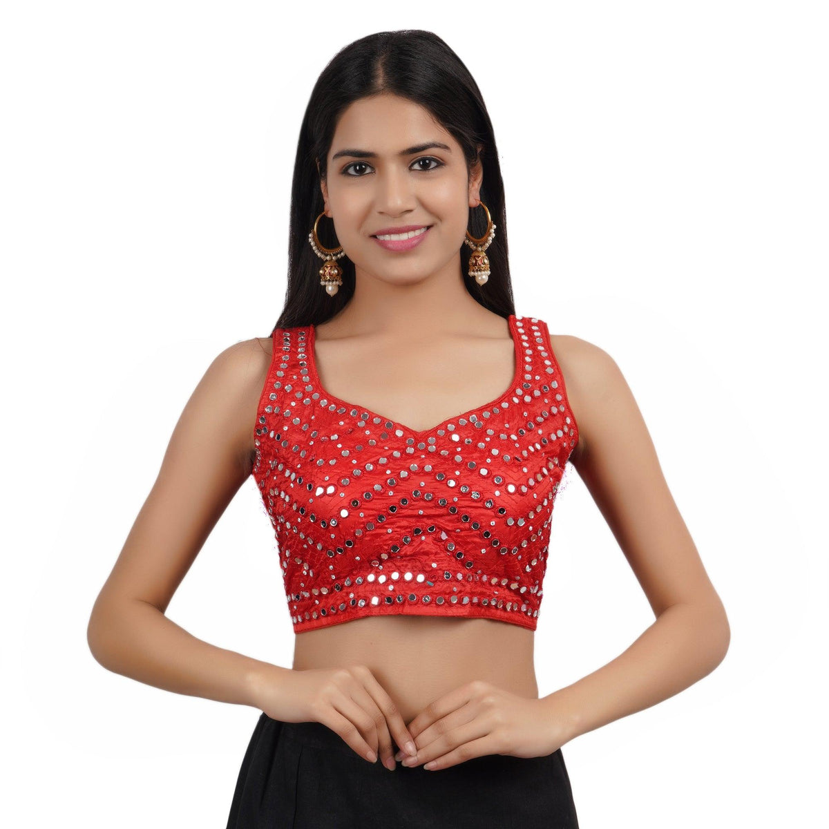 Sweetheart Neck Mirror Dark Red Women Blouse Default Title