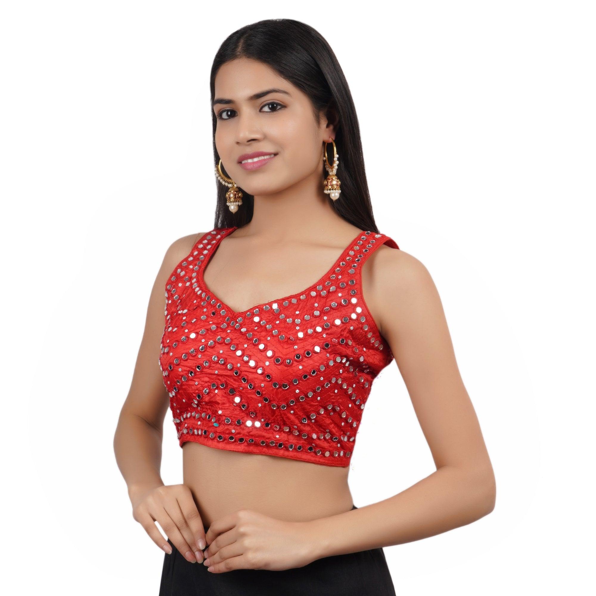 Sweetheart Neck Mirror Dark Red Women Blouse