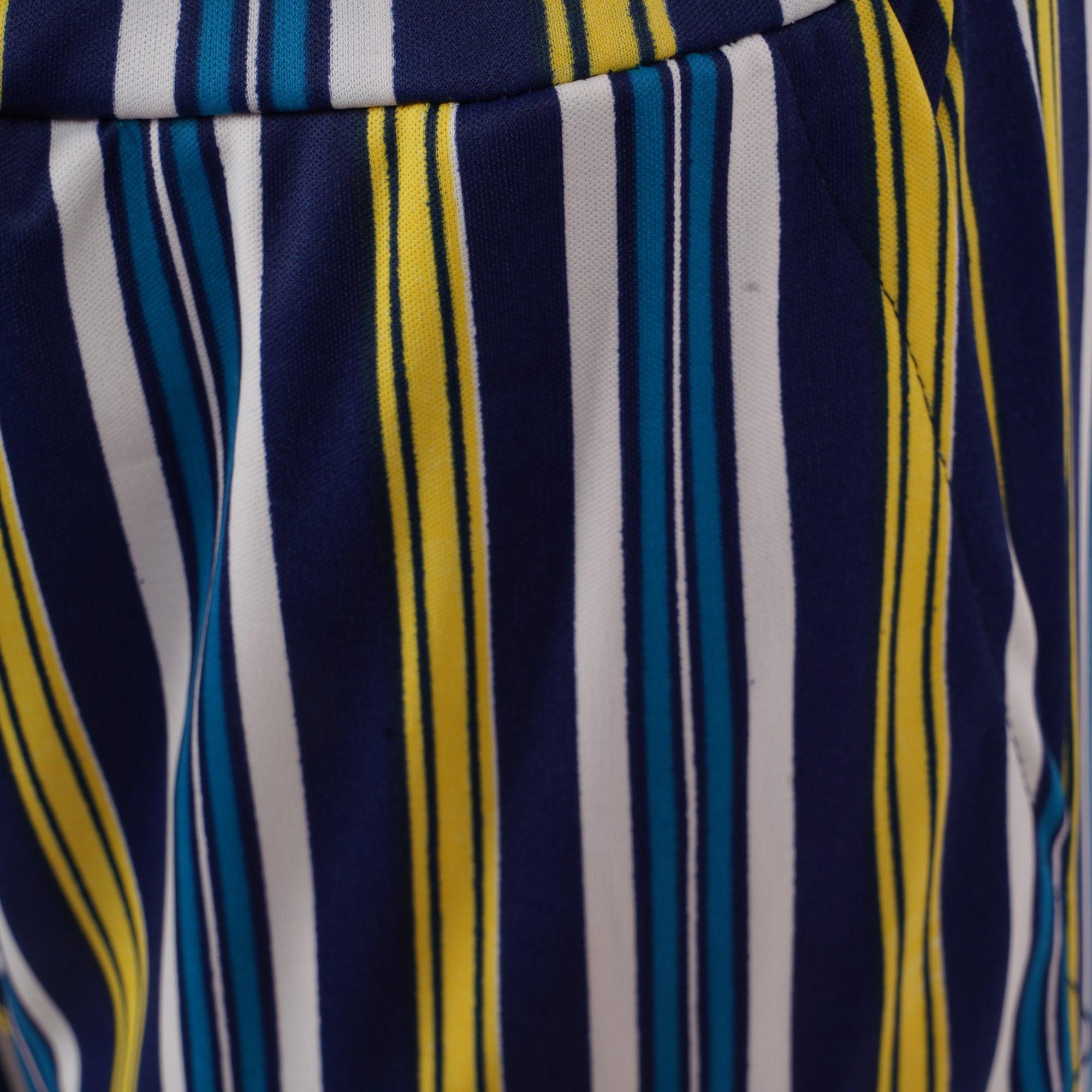 Woman's Rayon Strip Blue Yellow Palazzo