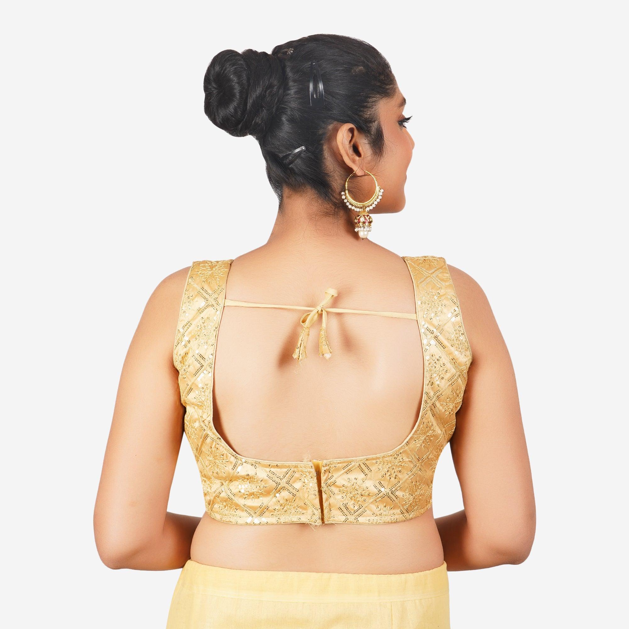 Women Beige Round Neck Sippy Work Readymade Blouse