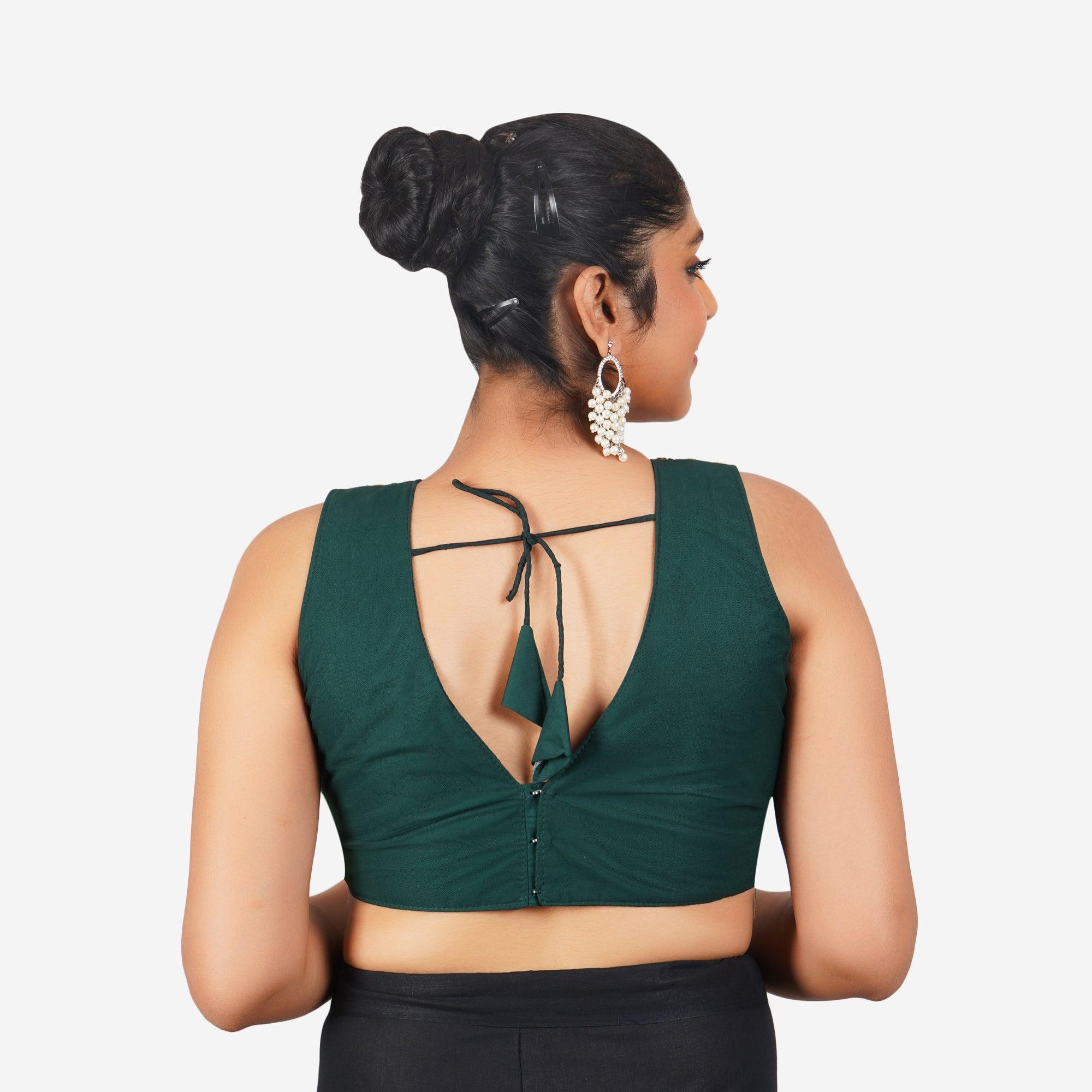 Women Mungia Green V Neck Elegant Work Readymade Blouse
