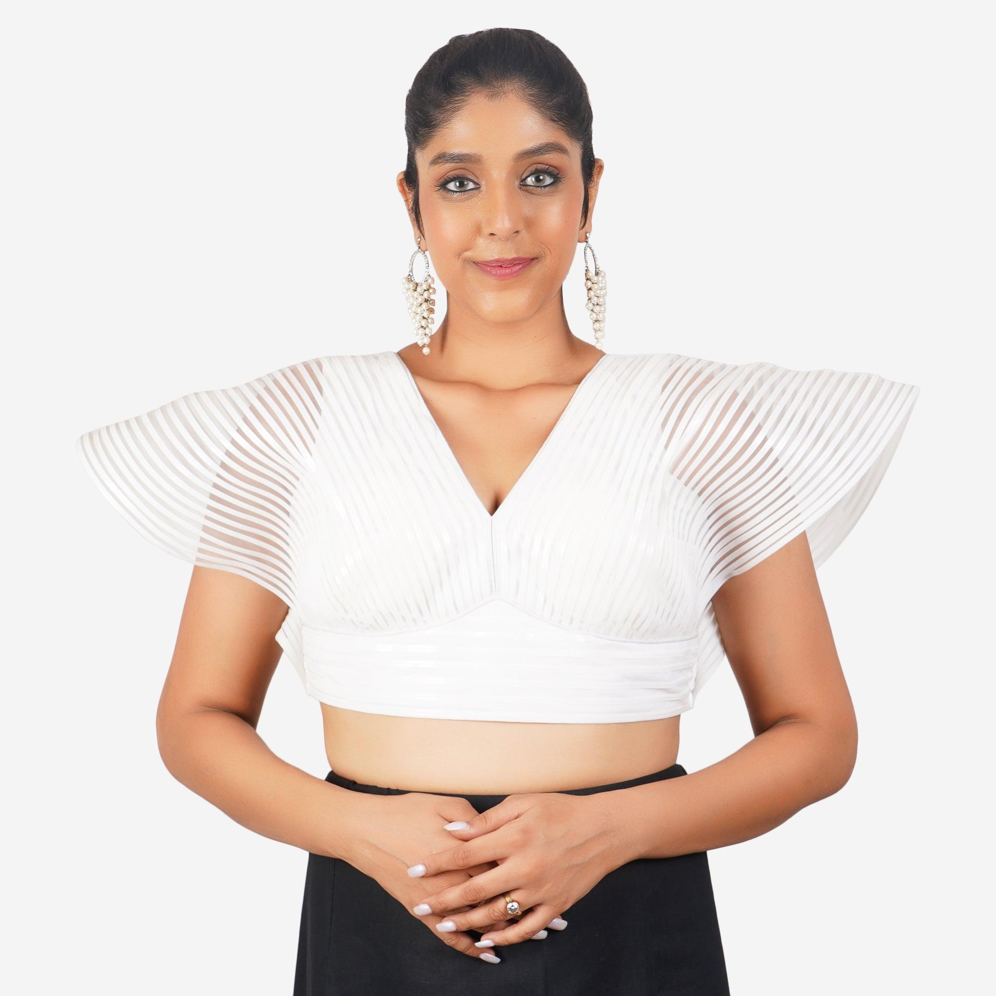 Women White Self Design Readymade Blouse Default Title