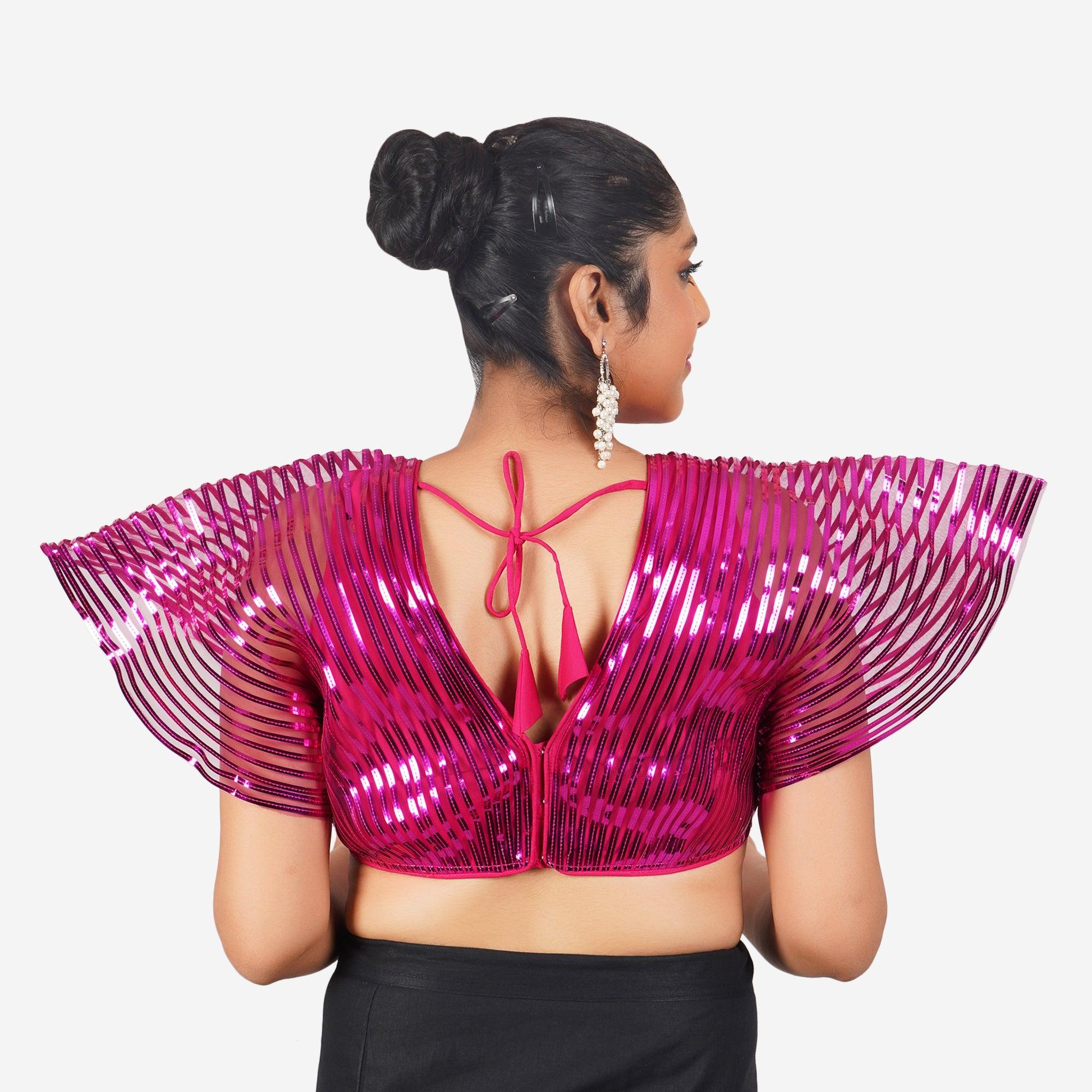 Women Rani Pink Self Design Readymade Blouse