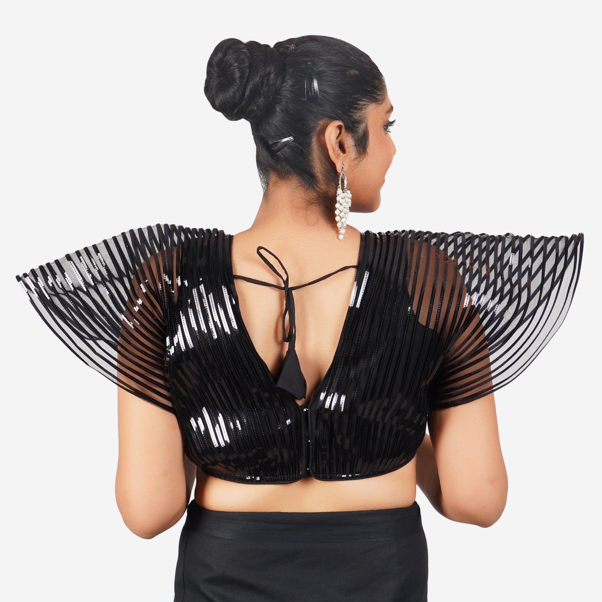 Women Black Self Design Readymade Blouse